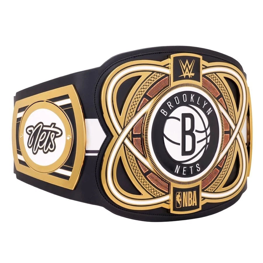 Brooklyn Nets NBA 2mm Championship Belt Gold Plated Real Leather