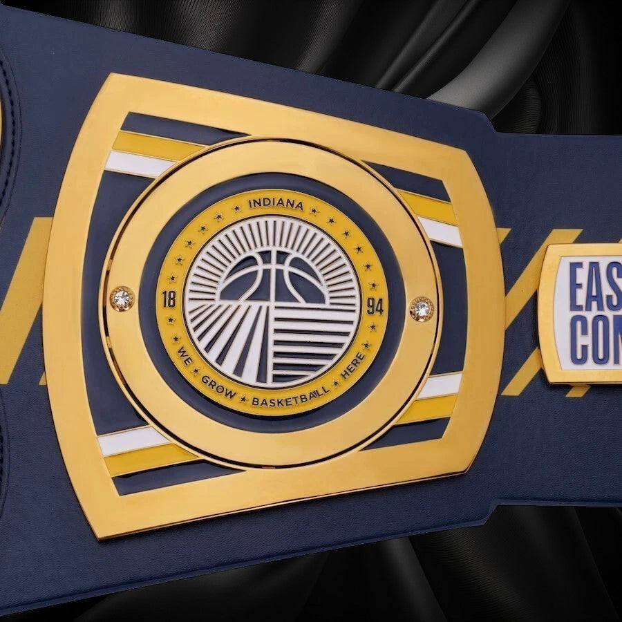 Indiana Pacers NBA 2mm Championship Belt Gold Plated Real Leather