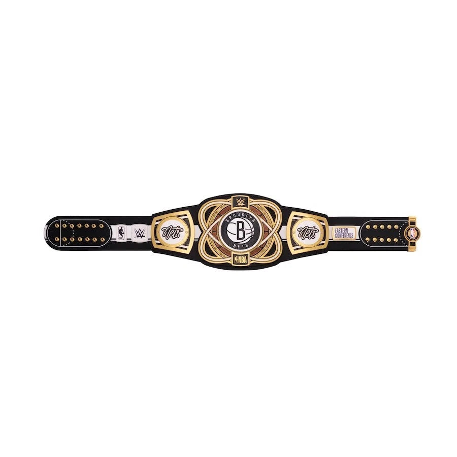 Brooklyn Nets NBA 2mm Championship Belt Gold Plated Real Leather