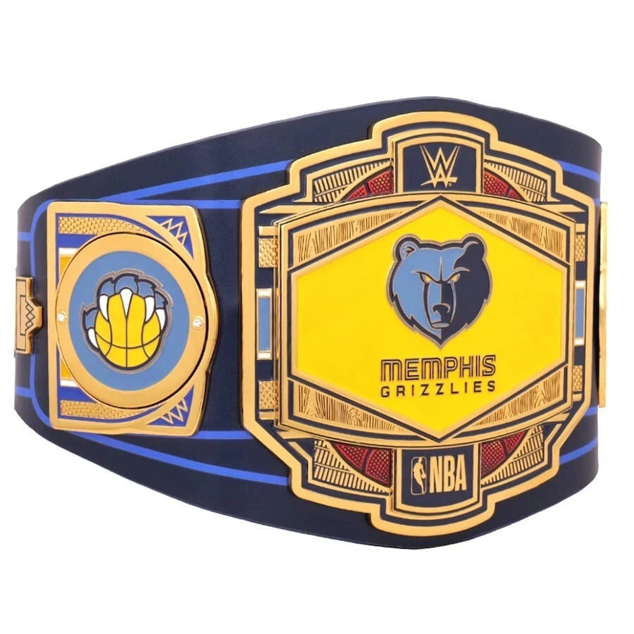 Memphis Grizzlies NBA 2mm Championship Belt Gold Plated Real Leather