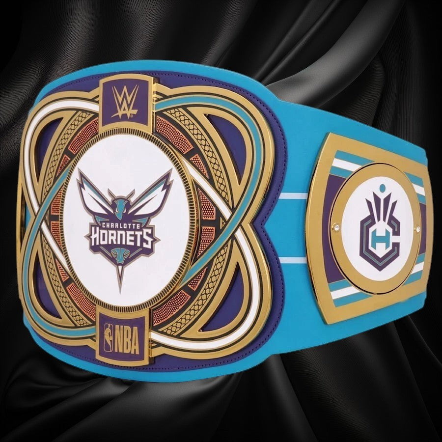 Charlotte Hornets NBA 2mm Championship Belt Gold Plated Real Leather
