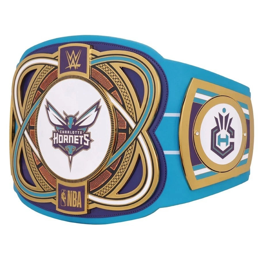 Charlotte Hornets NBA 2mm Championship Belt Gold Plated Real Leather