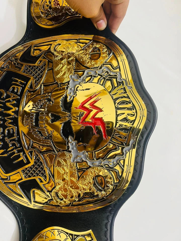 Wwf Smoking Skull Heavyweight Wrestling Championship belt 4mm Zinc (Snake Skin Back)