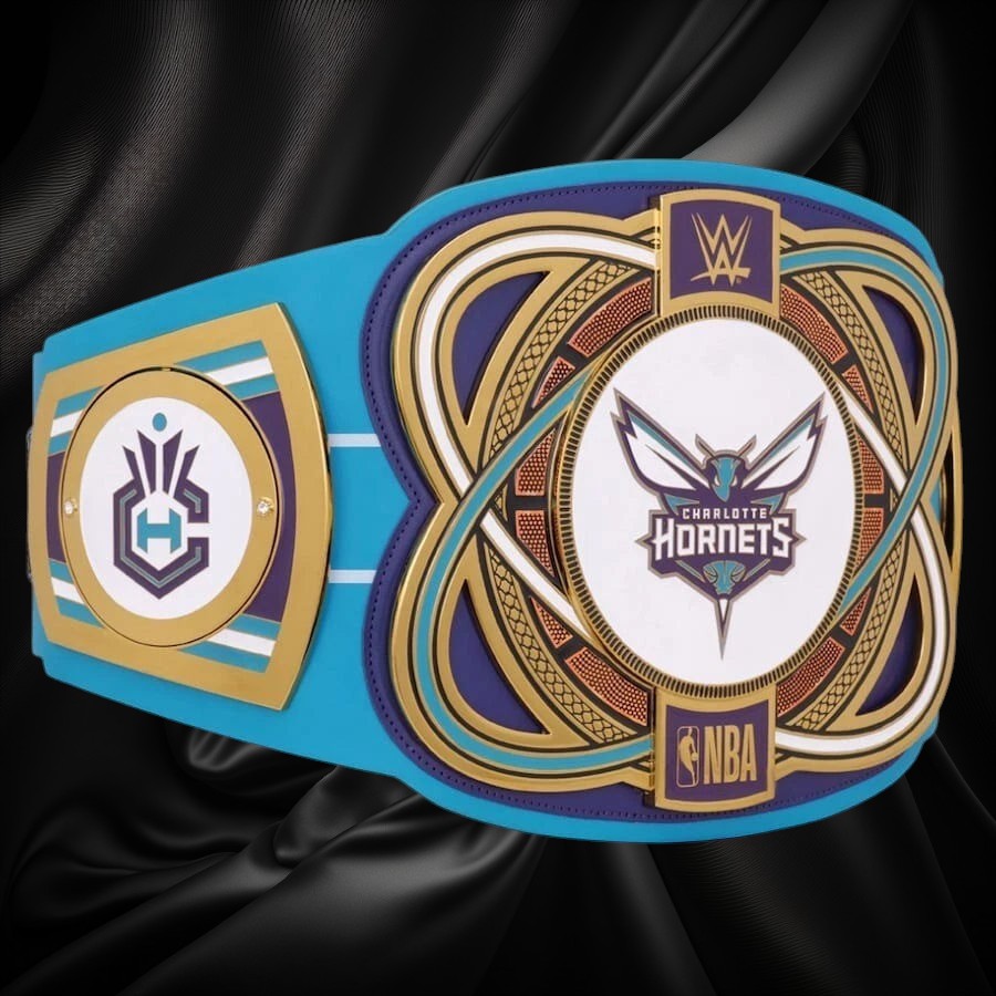 Charlotte Hornets NBA 2mm Championship Belt Gold Plated Real Leather