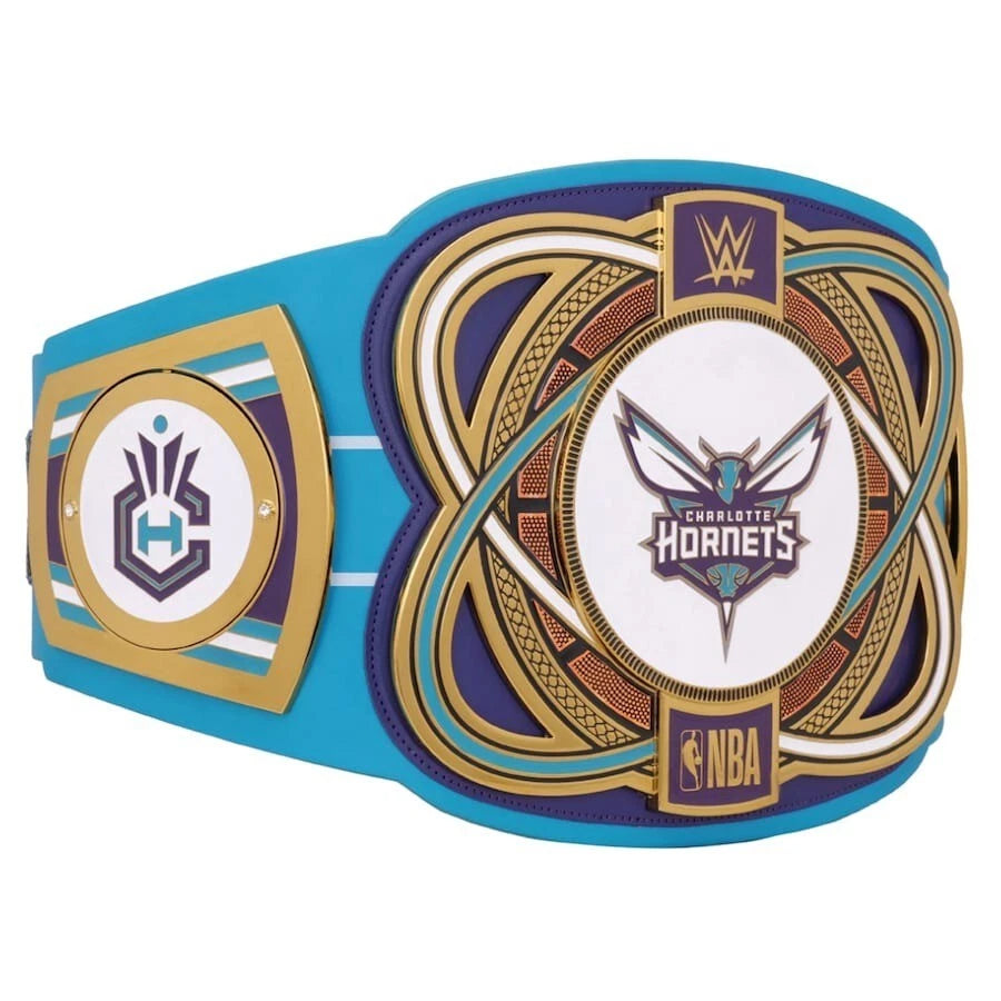 Charlotte Hornets NBA 2mm Championship Belt Gold Plated Real Leather