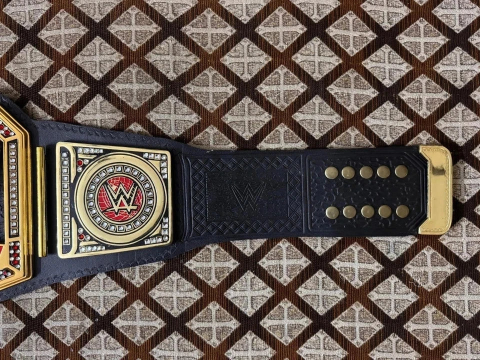 WORLD HEAVYWEIGHT UNIVERSAL CHAMPIONSHIP TITLE BRASS BELT BLACK ADULT SIZE 4MM ZINC