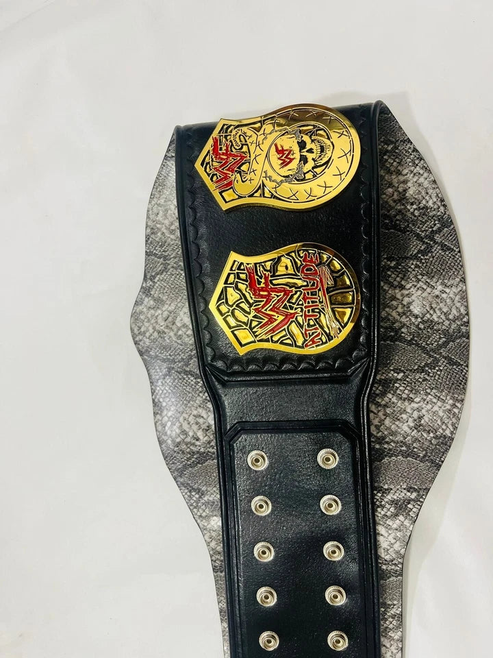 Wwf Smoking Skull Heavyweight Wrestling Championship belt 4mm Zinc (Snake Skin Back)