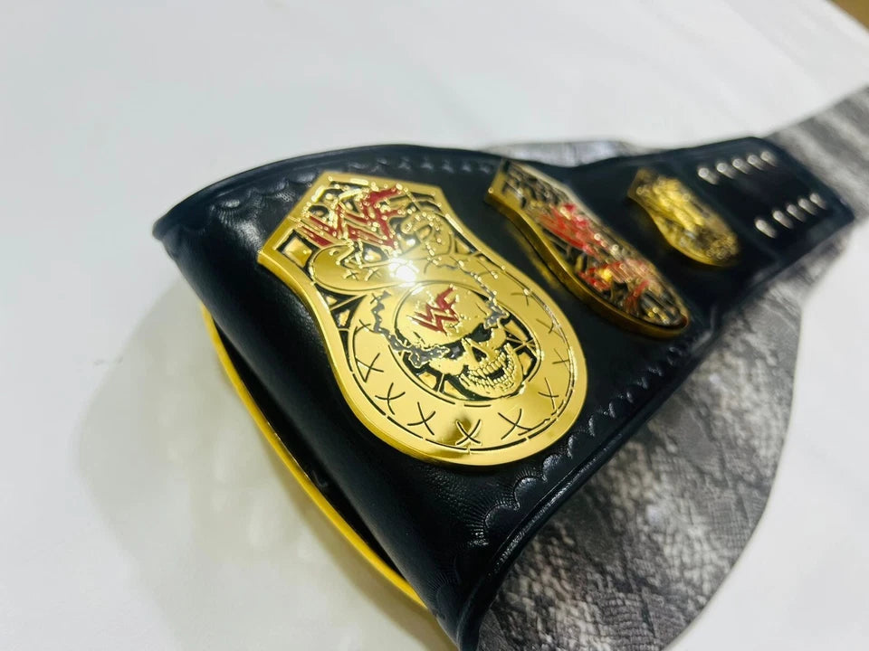 Wwf Smoking Skull Heavyweight Wrestling Championship belt 4mm Zinc (Snake Skin Back)
