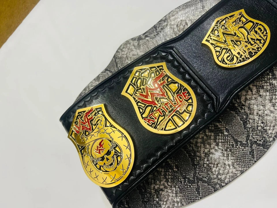 Wwf Smoking Skull Heavyweight Wrestling Championship belt 4mm Zinc (Snake Skin Back)