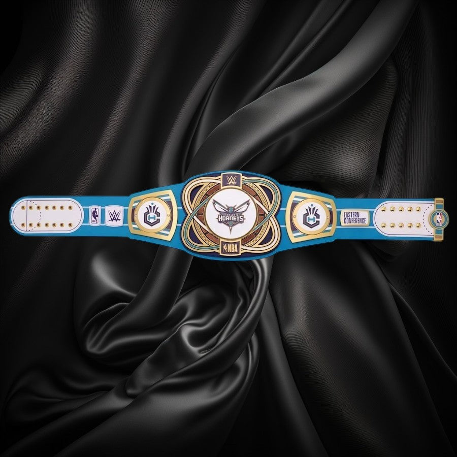 Charlotte Hornets NBA 2mm Championship Belt Gold Plated Real Leather