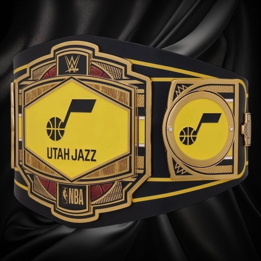 Utah Jazz NBA 2mm Championship Belt Gold Plated Real Leather