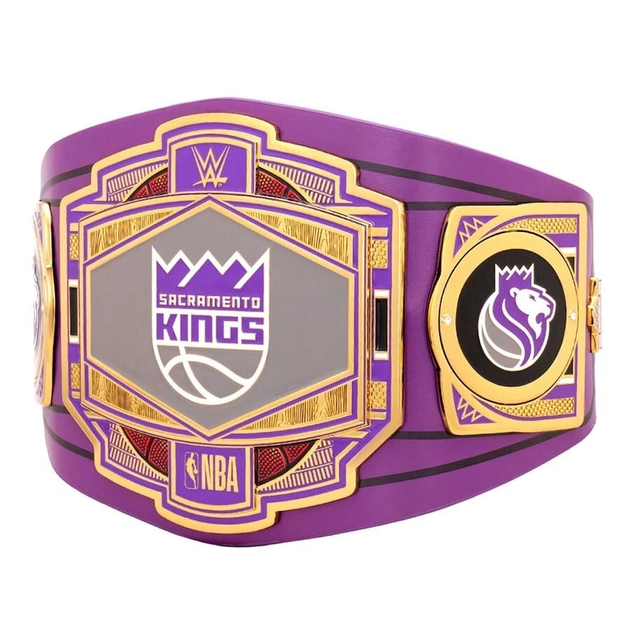Sacramento Kings NBA 2mm Championship Belt Gold Plated Real Leather