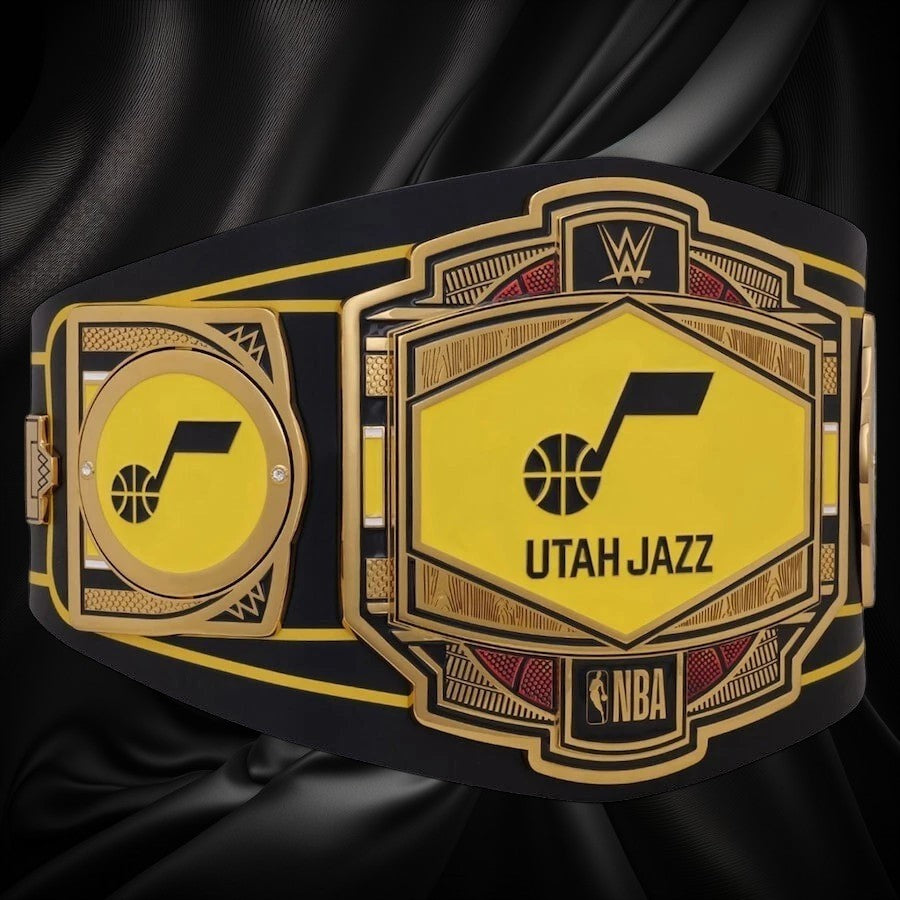 Utah Jazz NBA 2mm Championship Belt Gold Plated Real Leather