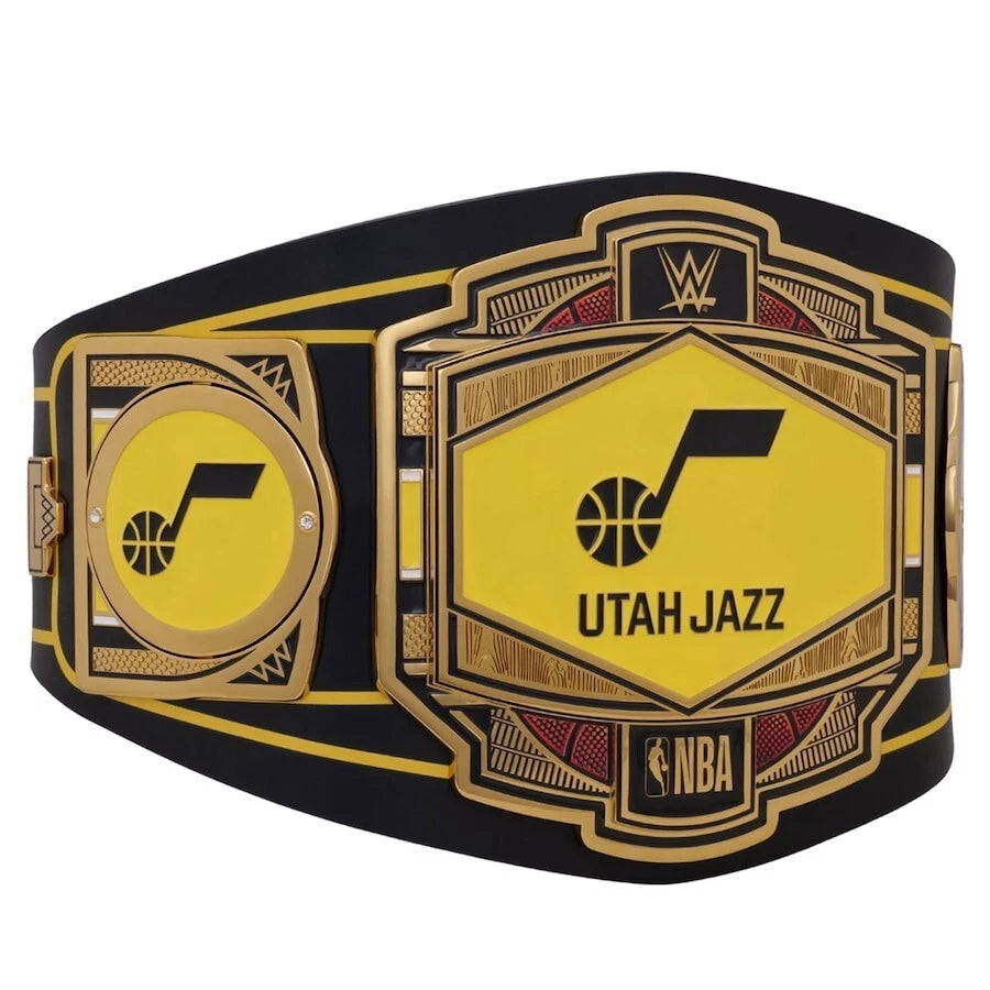 Utah Jazz NBA 2mm Championship Belt Gold Plated Real Leather