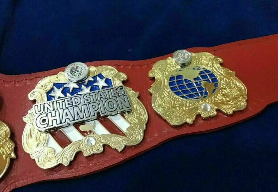 IWGP United States HeavyWeight Championship Leather Belt 2 Layers 2mm Brass