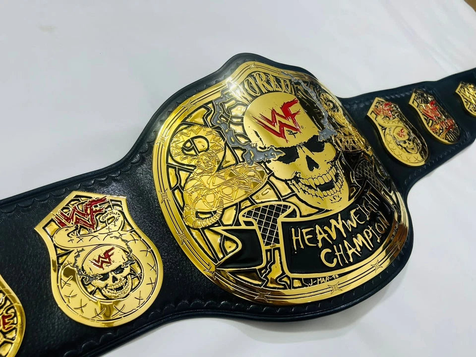 Wwf Smoking Skull Heavyweight Wrestling Championship belt 4mm Zinc (Snake Skin Back)