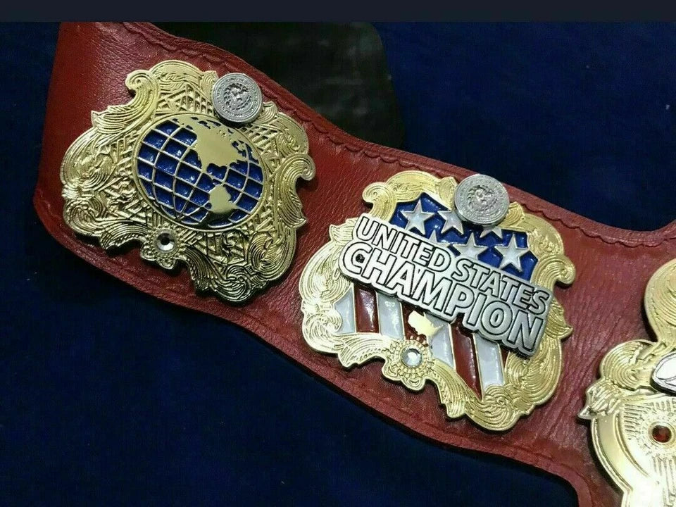 IWGP United States HeavyWeight Championship Leather Belt 2 Layers 2mm Brass