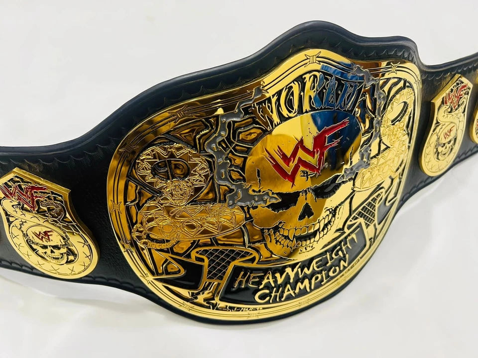 Wwf Smoking Skull Heavyweight Wrestling Championship belt 4mm Zinc (Snake Skin Back)