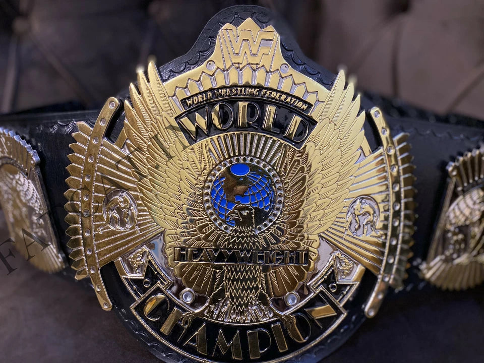 WWF International Hybrid Winged Eagle Championship Belt Black Strap Replica 4MM Zinc