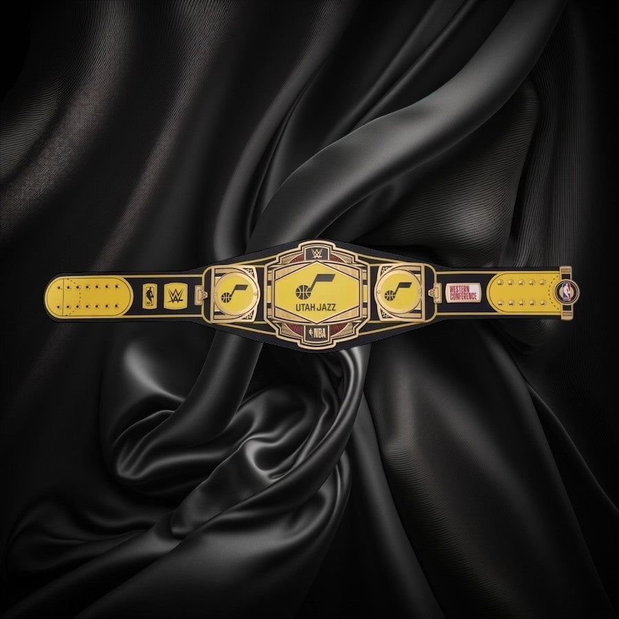 Utah Jazz NBA 2mm Championship Belt Gold Plated Real Leather