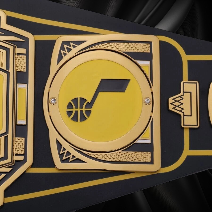 Utah Jazz NBA 2mm Championship Belt Gold Plated Real Leather