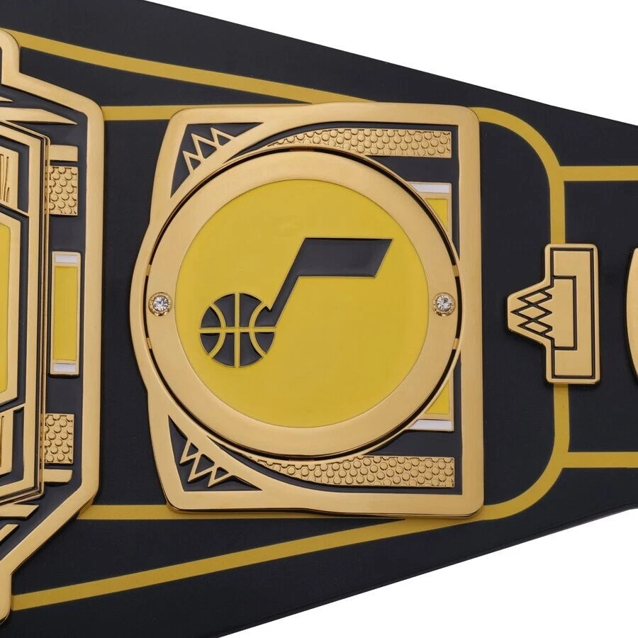 Utah Jazz NBA 2mm Championship Belt Gold Plated Real Leather