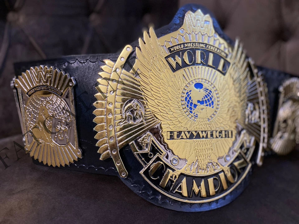 WWF International Hybrid Winged Eagle Championship Belt Black Strap Replica 4MM Zinc