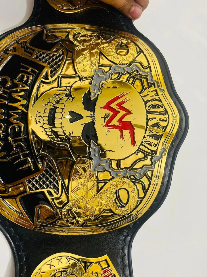 Wwf Smoking Skull Heavyweight Wrestling Championship belt 4mm Zinc (Snake Skin Back)