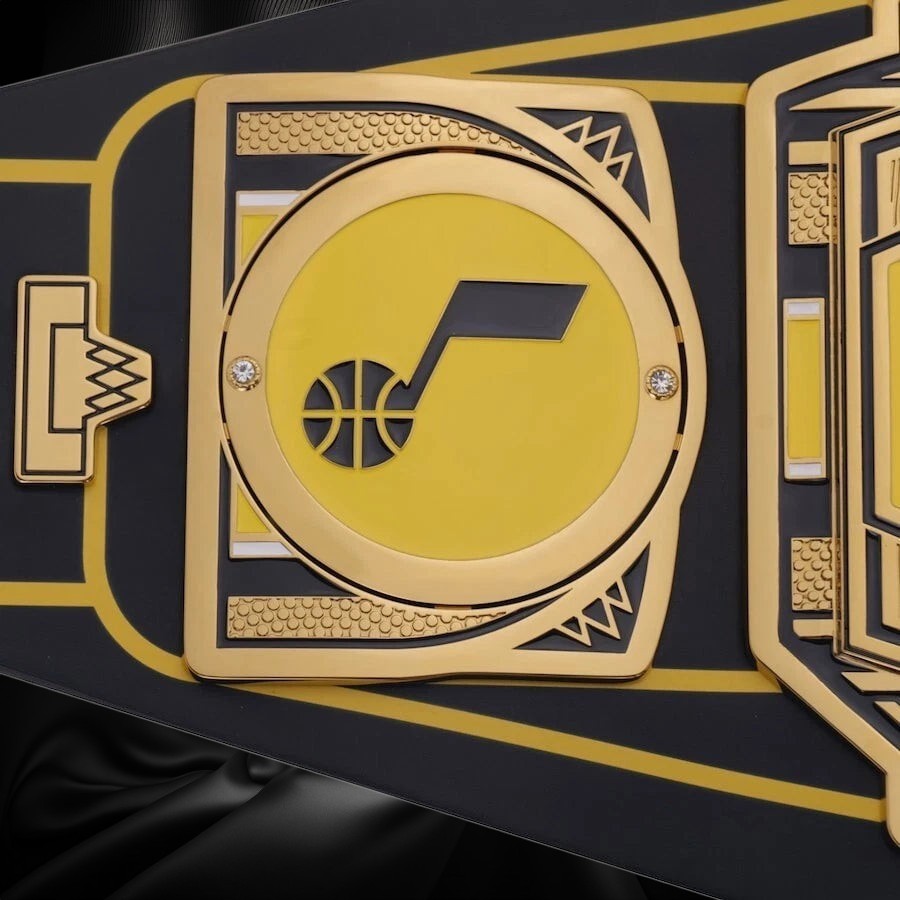 Utah Jazz NBA 2mm Championship Belt Gold Plated Real Leather