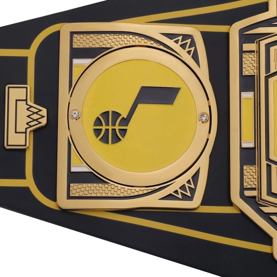 Utah Jazz NBA 2mm Championship Belt Gold Plated Real Leather