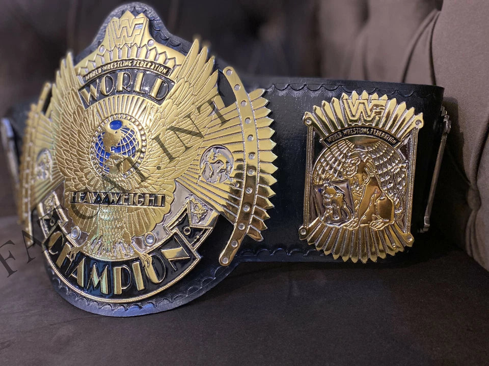 WWF International Hybrid Winged Eagle Championship Belt Black Strap Replica 4MM Zinc