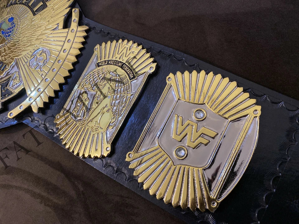 WWF International Hybrid Winged Eagle Championship Belt Black Strap Replica 4MM Zinc