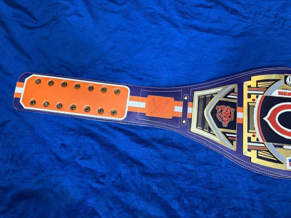 Chicago Bears Championship Replica Belt 2mm Brass NFL Fan Collectible Display