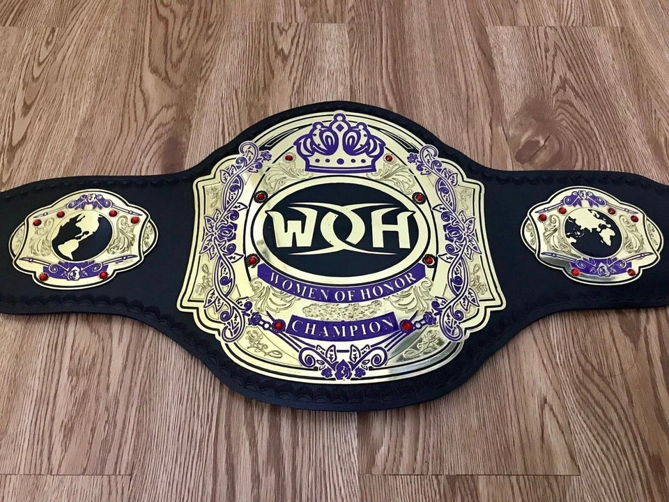 WOH Women Of Honor Heavyweight 4mm Championship Belt Gold Plated Real Leather 2MM Brass
