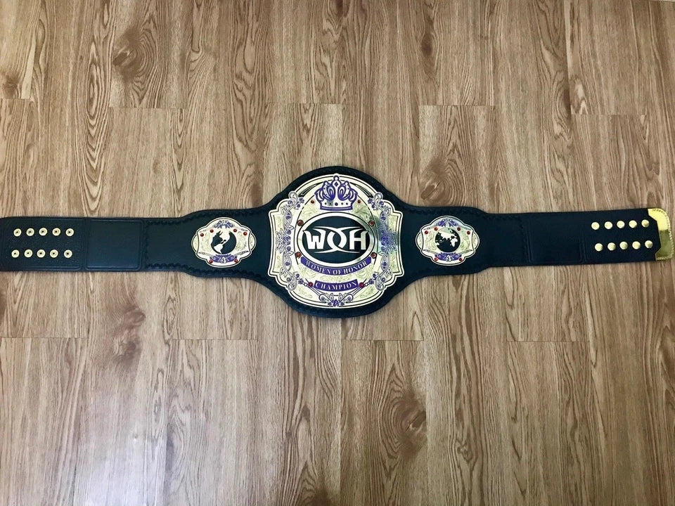 WOH Women Of Honor Heavyweight 4mm Championship Belt Gold Plated Real Leather 2MM Brass