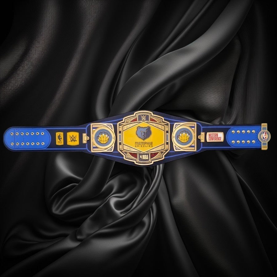 Memphis Grizzlies NBA 2mm Championship Belt Gold Plated Real Leather