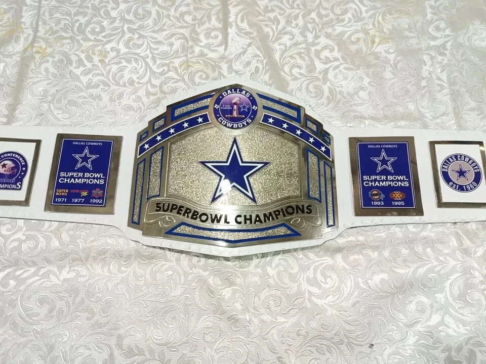 New Superbowl Dallas Cowboys Championship Title Belt Adult Size Leather 2MM Brass