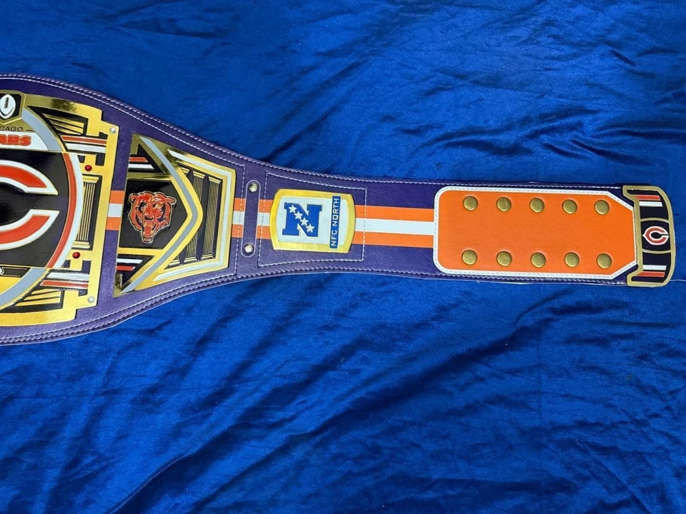 Chicago Bears Championship Replica Belt 2mm Brass NFL Fan Collectible Display
