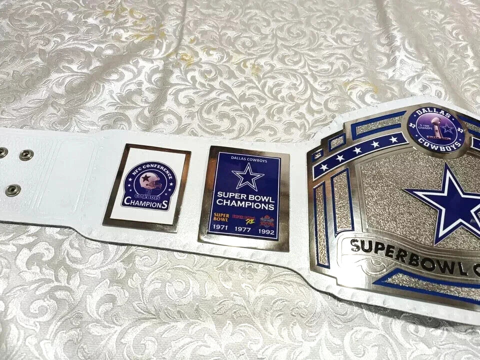 New Superbowl Dallas Cowboys Championship Title Belt Adult Size Leather 2MM Brass