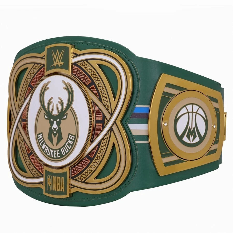 Milwaukee Bucks NBA 2mm Championship Belt Gold Plated Real Leather