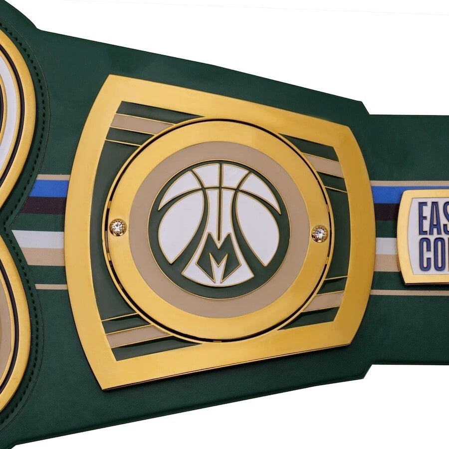 Milwaukee Bucks NBA 2mm Championship Belt Gold Plated Real Leather