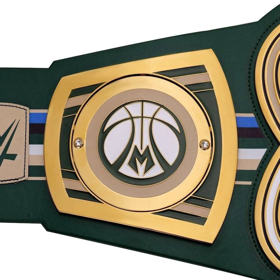 Milwaukee Bucks NBA 2mm Championship Belt Gold Plated Real Leather