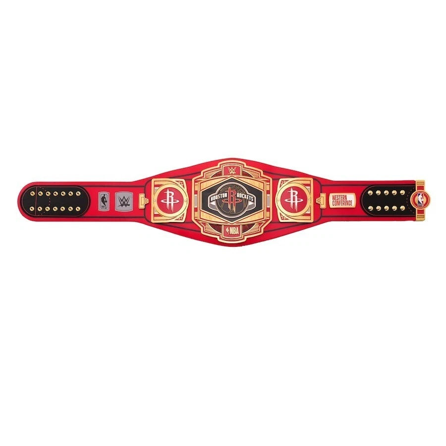 Houston Rockets NBA 2mm Championship Belt Gold Plated Real Leather