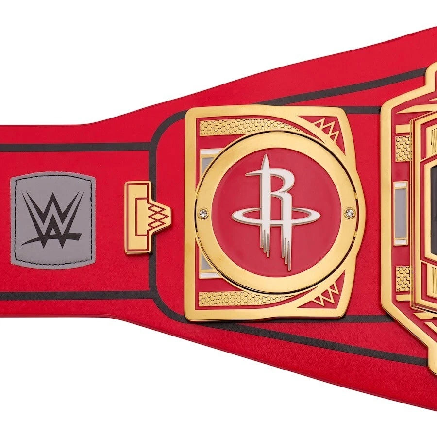 Houston Rockets NBA 2mm Championship Belt Gold Plated Real Leather