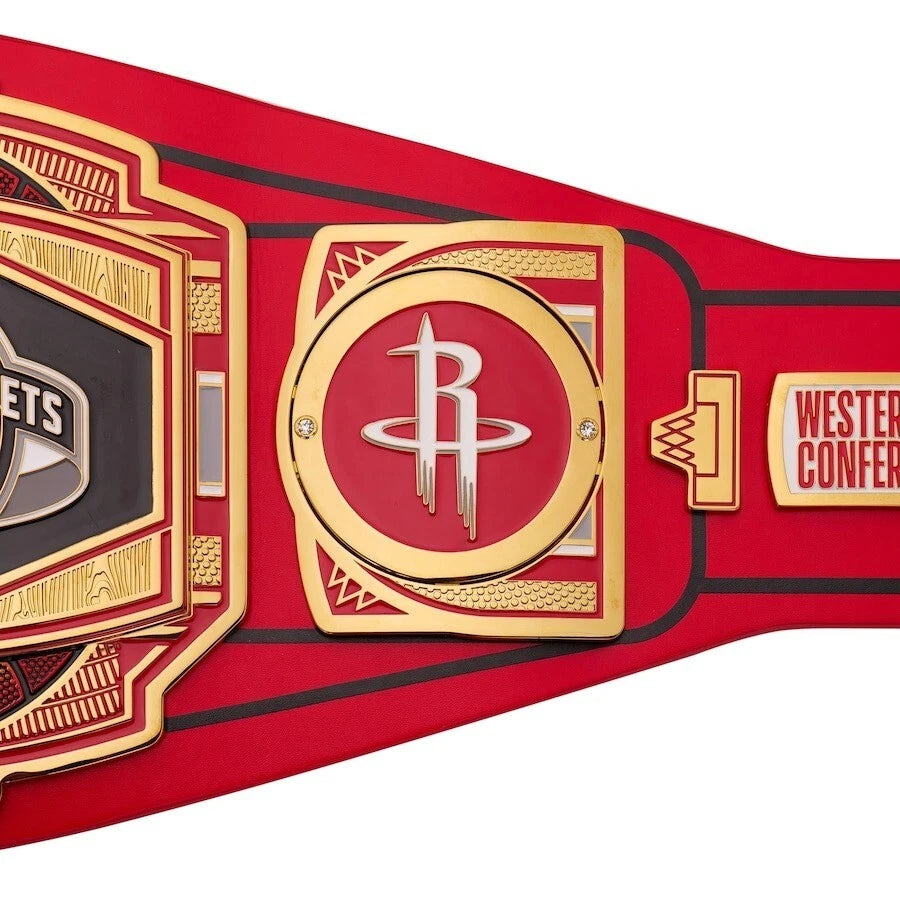 Houston Rockets NBA 2mm Championship Belt Gold Plated Real Leather