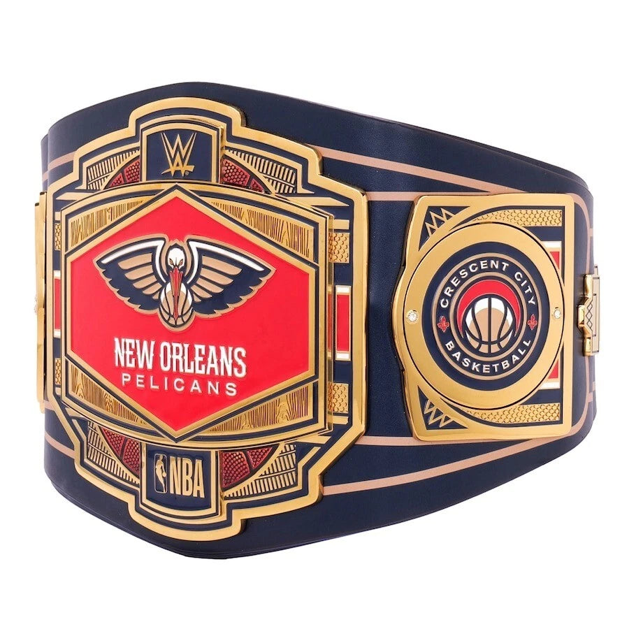 New Orleans Pelicans NBA 2mm Championship Belt Gold Plated Real Leather