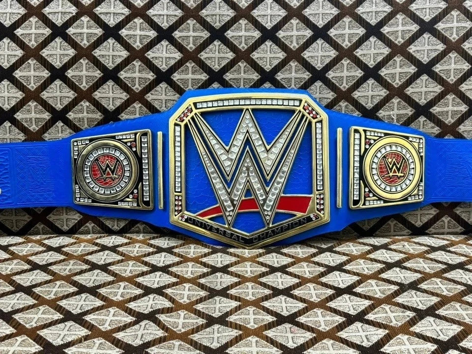 Blue Universal Heavy Weight Championship Replica Title Belt Blue Adult Size 4mm Zinc