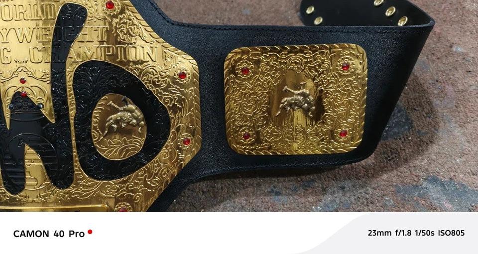 Hulk Hogan Big Gold NWO Championship Belt 2MM Brass - Real Leather Strap - Free Shipping