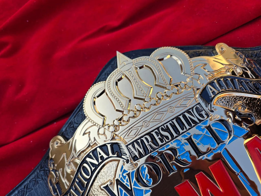 NWA World Heavyweight Wrestling Championship Belt CNC 3D 24K Gold Hand Tooling Leather