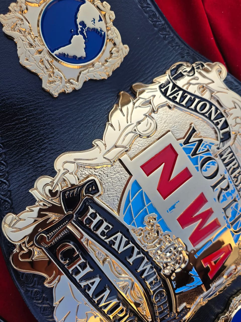 NWA World Heavyweight Wrestling Championship Belt CNC 3D 24K Gold Hand Tooling Leather